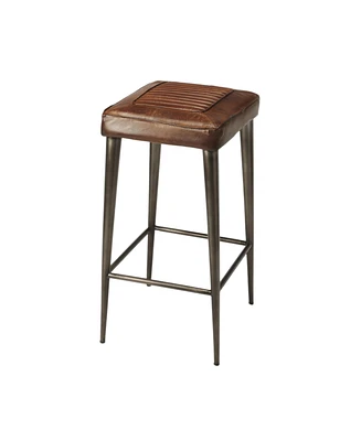 Industrial Backless Counter Height Chair with Wood Seat and Iron Frame