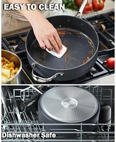 Cooks Standard Everyday Pan with Glass Lid, Chef's Pan 12-Inch Hard Anodized Nonstick All Purpose Pan 5-Quart Wok Stir Fry Pan, Black