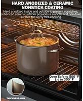 Cooks Standard 8 Quart Hard Anodized Ceramic Nonstick Premium Grade Stockpot with Lid,Bronze
