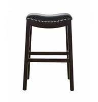 Faux Leather and Solid Wood Backless Bar Height Chair
