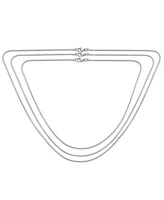 Bling Jewelry Set of 3 Strong Silver Tone Stainless Steel Snake Chain Necklace 16, 18 & 20 Inch