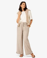Cable & Gauge Women's Linen Blend Crop Pant