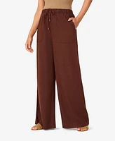 Cable & Gauge Women's Linen Blend Wide Leg Pant