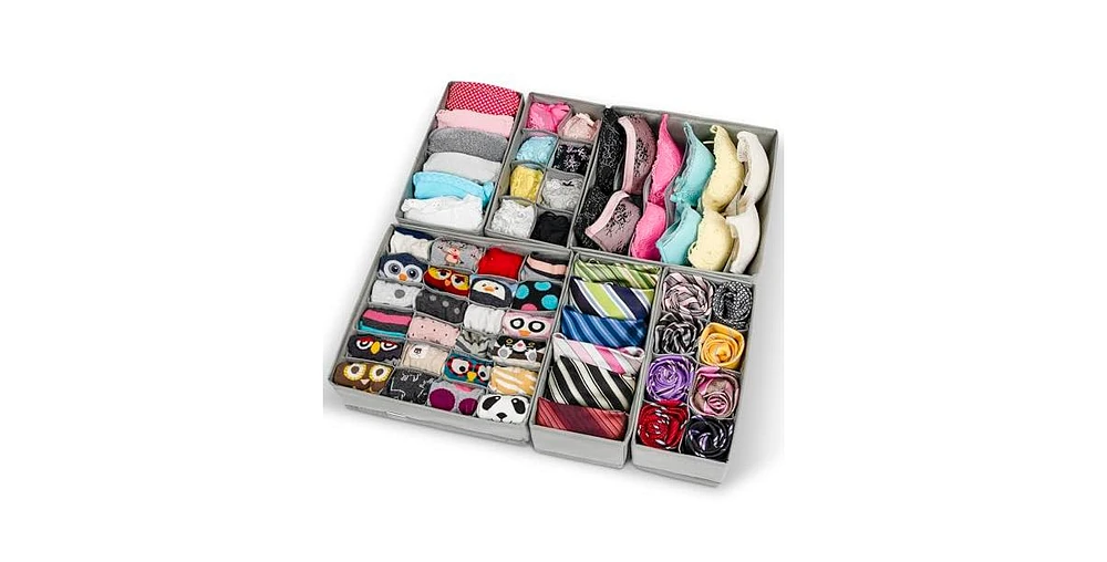 Wondersome Drawer Organizer for Clothes - 6-Pack of Underwear, Sock, Bra, Tie and Clothing Divider - Bedroom Shelf/Cabinet Storage Organization