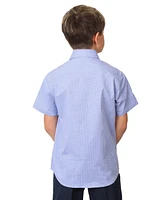 Tailorbyrd Big Boys Signature Micro Gingham Short Sleeve Shirt