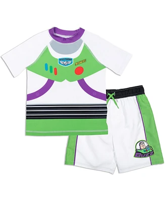 Toy Story Boys Pullover Rash Guard and Swim Trunks Outfit Set