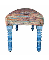 Rainbow Stripe Upholstered Bench with Legs for Living Room or Entryway