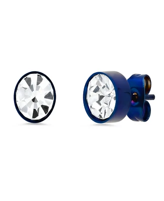 Steeltime Men's Blu Ip Stainless Steel Stud Earrings