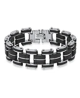 Steeltime Men's Stainless Steel and Black Rubber Bicycle Chain Bracelet