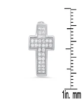Steeltime Women's Sterling Silver and Simulated Diamonds Cross Huggie Earrings