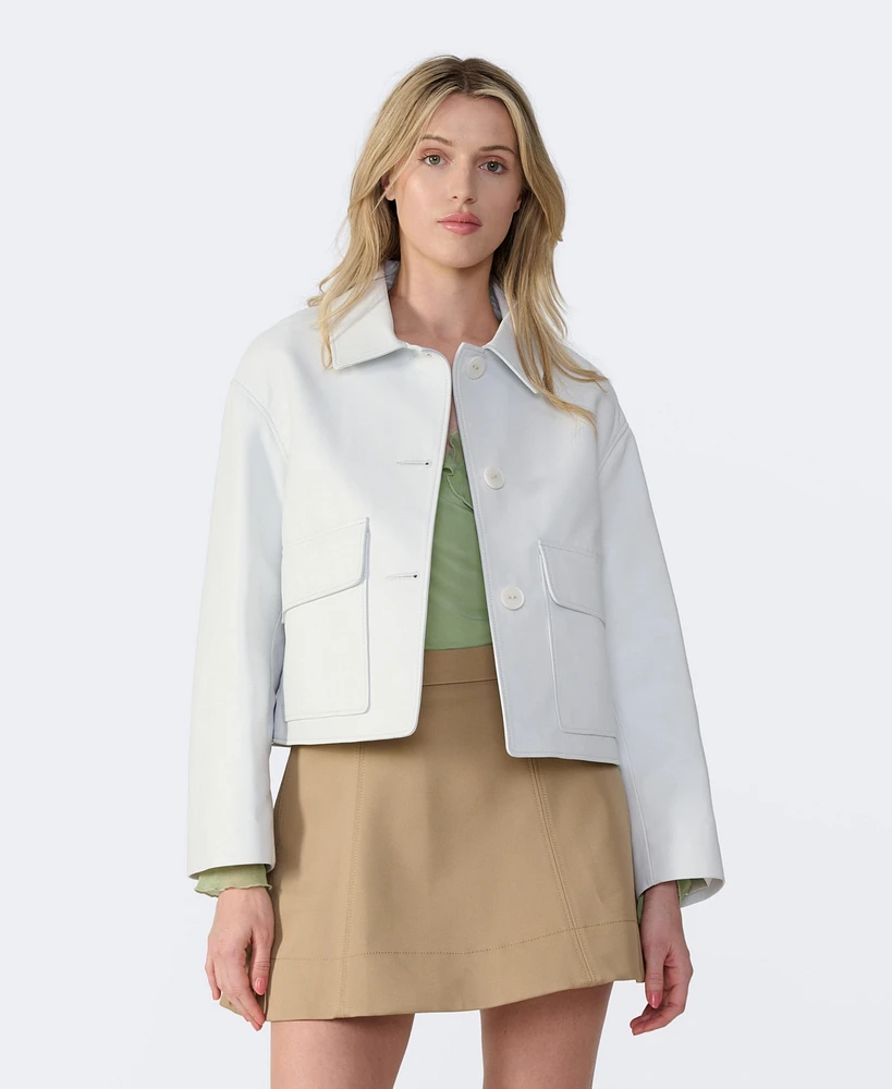 Furniq Uk Women's Cropped Leather Jacket, Created for Macy's