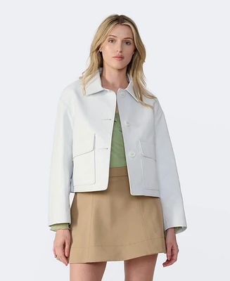 Furniq Uk Women's Cropped Leather Jacket, Created for Macy's