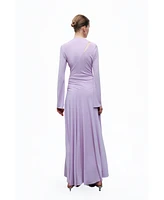 Nocturne Women's Long Sleeve Maxi Dress with Accessory Detail