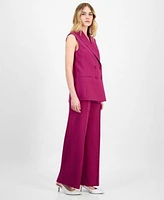Tahari Asl Sleeveless Double Breasted Blazer Wide Leg Pants Regular Petite Sizes