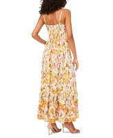Msk Women's Printed V-Neck Sleeveless Tiered Maxi Dress