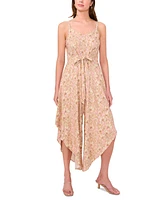 Msk Women's Printed Tie-Front Asymmetric-Hem Jumpsuit