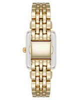 Anne Klein Women's Quartz Rectangular Roman Numeral Gold-Tone Metal Alloy and Black Dial Watch, 23mm
