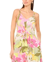 Vince Camuto Women's Floral-Print Angled-Hem Sleeveless Jumpsuit