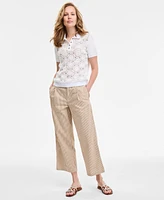 Tommy Hilfiger Women's Lace-Front Short-Sleeve Cotton Top