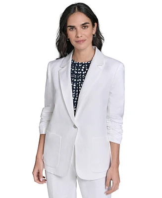 Calvin Klein Women's Linen Blend One-Button Blazer