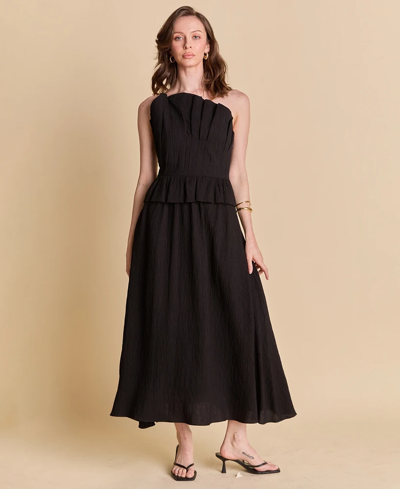 English Factory Women's Ruffled Strapless Midi Dress