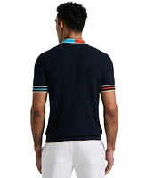 Original Penguin Men's Slim-Fit Cotton Pointelle Blocked Ribbed Sweater Polo Shirt