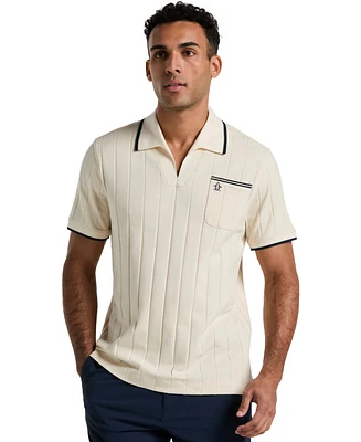 Original Penguin Men's Slim-Fit Ribbed Open Collar Polo