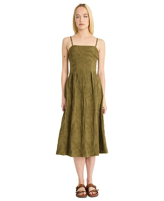 Luxely Women's Square-Neck A-Line Midi Dress