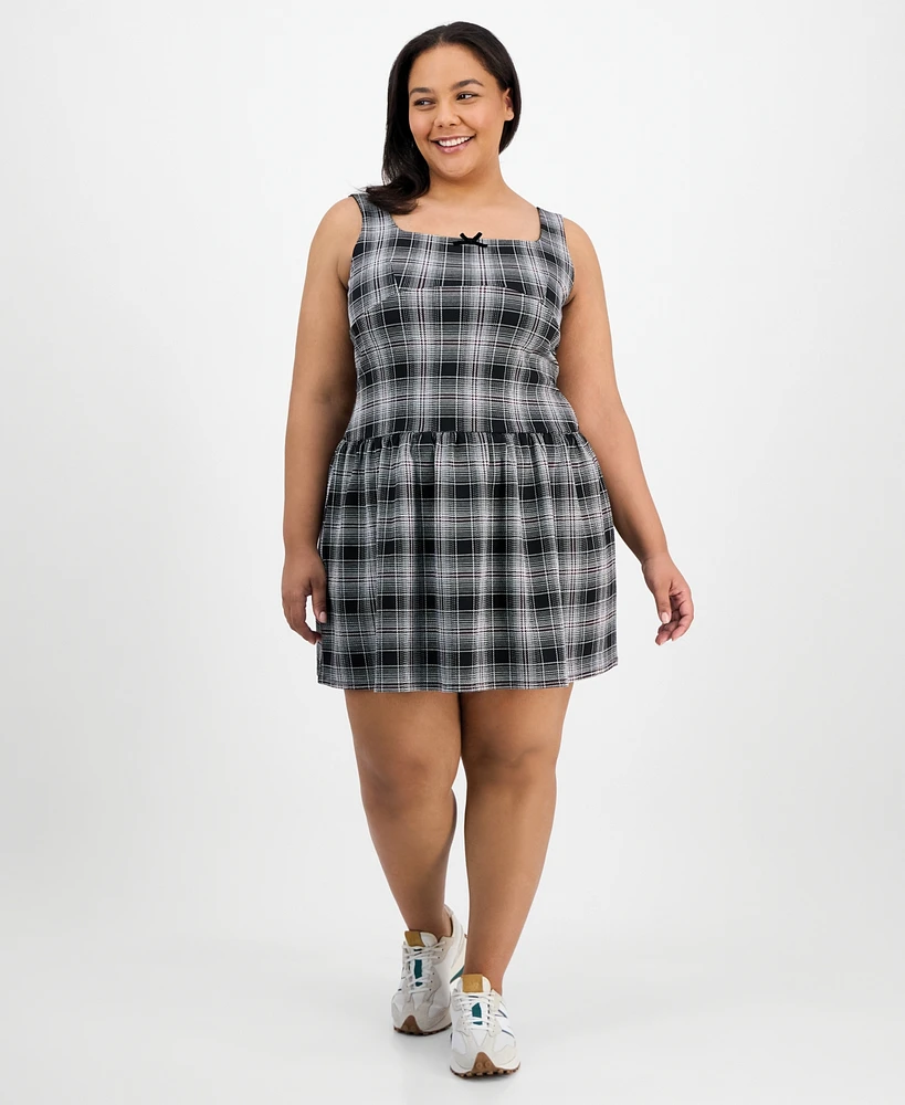 Planet Heart Trendy Plus Plaid Drop-Waist Dress