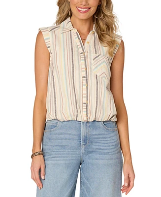 Democracy Women's Striped Cap-Sleeve Shirt