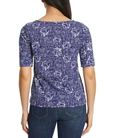 Gloria Vanderbilt Women's Alanis Printed Cuffed-Sleeve T-Shirt