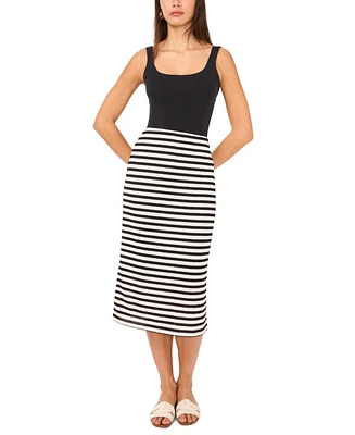 Vince Camuto Women's Striped Relaxed Pull-On Midi Skirt