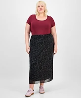Hippie Rose Trendy Plus Pull-On Mesh Midi Skirt