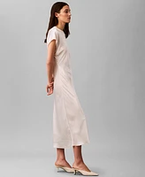 Calvin Klein Women's Cap Sleeve Printed Satin Sheath Dress