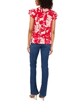 Sam & Jess Women's Printed Flutter-Sleeve Top