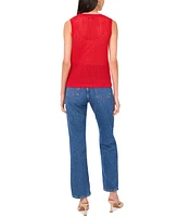 Sam & Jess Women's Open-Knit Crochet Crewneck Sweater
