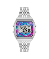 adidas Unisex Digital Silver-Tone Stainless Steel Watch, 36mm