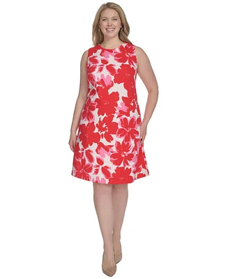 Jessica Howard Plus Floral-Print Sleeveless Shift Dress