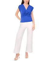Sam & Jess Women's Solid-Color Twist-Front V-Neck Top