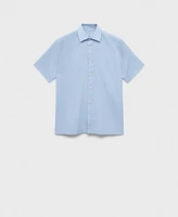 Mango Men's Short Sleeve Linen-Blend Shirt