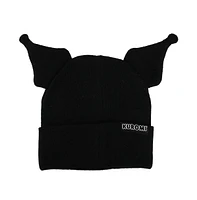 Kuromi Cuffed knitted Embroidered Logo With 3D Plush Horns Beanie Hat