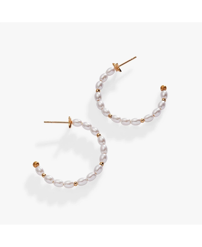 Rice Pearl Hoop Earrings