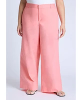 Eloquii Plus Wide Leg Cotton Pant