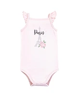 Hudson Baby Girls Bodysuit, Short and Sock, Bonjour Paris