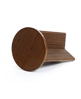 LuxenHome 15.75-Inch Round Wood Side Table with Walnut Finish