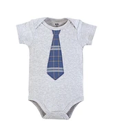 Hudson Baby Boys Cotton Bodysuits 5-Pack, Plaid Necktie