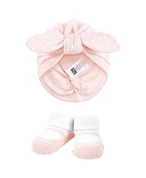 Hudson Baby Baby Girls Hudson Turban and Socks Set, Outline Warm Floral, One