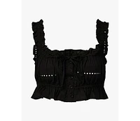 WeWoreWhat Women's Ruffle Button Crop Top