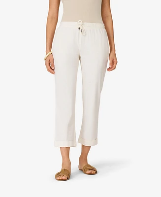 Cable & Gauge Women's Linen Blend Straight Leg Pant