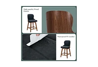 Dyhome Counter Height Bar Stools Set of 3, Swivel Pu Leather with Bentwood Backs, 26 Inch Seat Height, for Kitchen Island